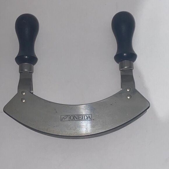 Oneida Silver Double Handled/bladed Wood Handles Vegetable Chopper - Picture 1 of 5